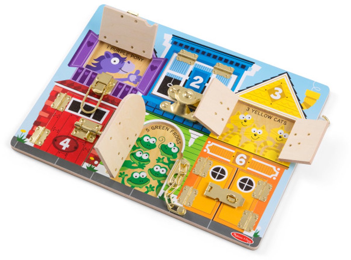 Melissa Doug – houten activiteitenbord – sloten en grendels