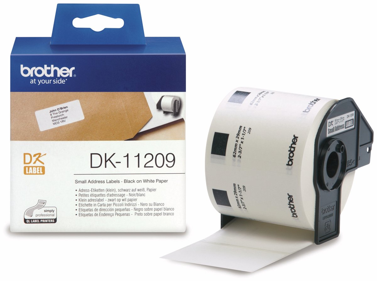 Brother Dk-11209 die-cut label: 62x29mm - smalladdresslabel - white (800 labels roll)