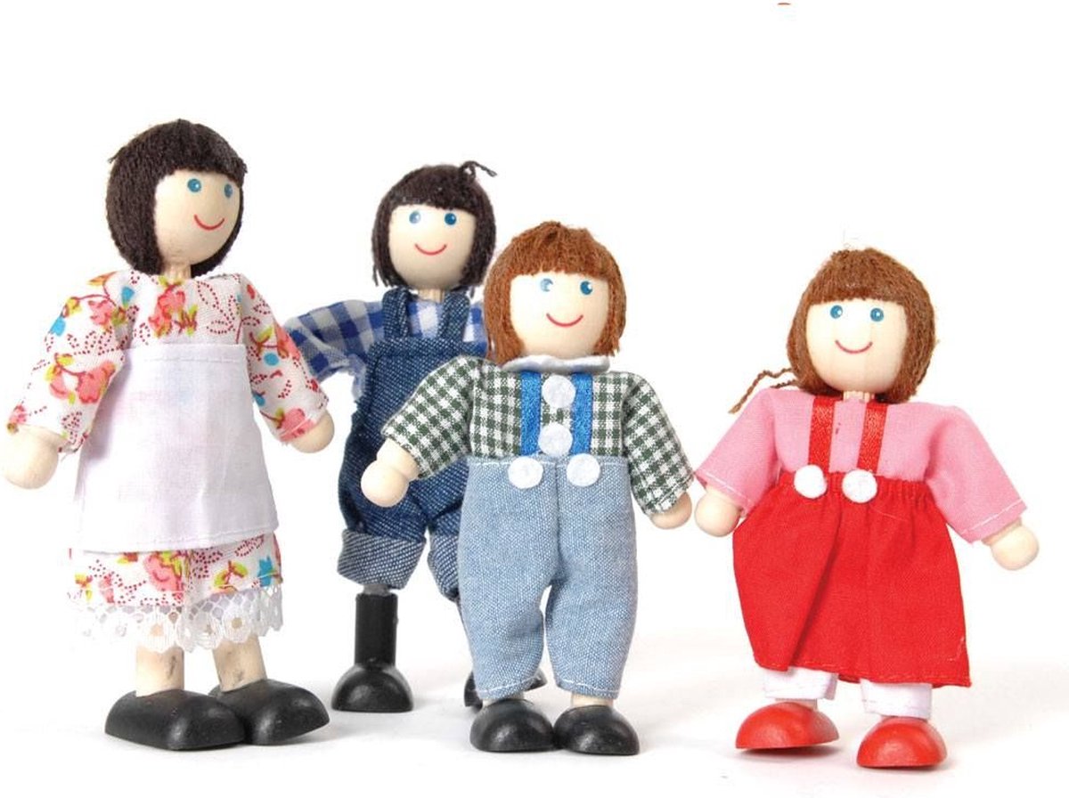 Tidlo Houten poppenhuis poppetjes boerenfamilie