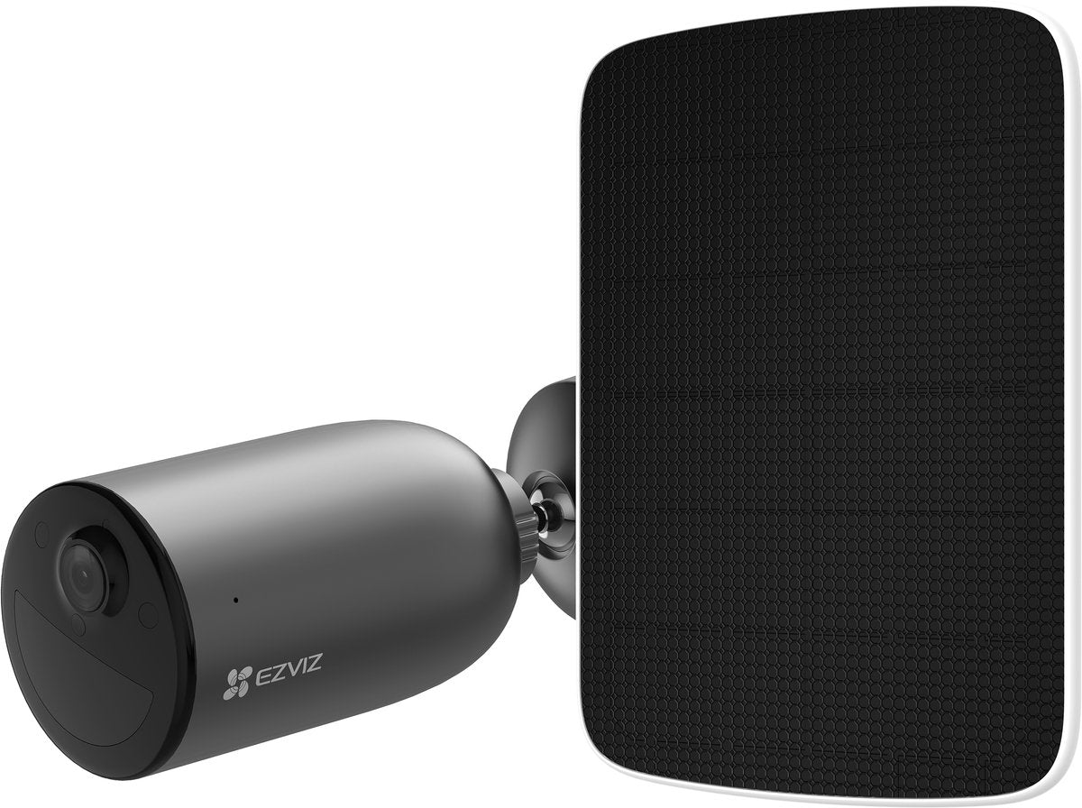 EZVIZ eb3 2k kit- wifi beveiligingscamera met zonnepaneel – pan tilt camera – 2k resolutie – ai detectie – ip65 – zwart