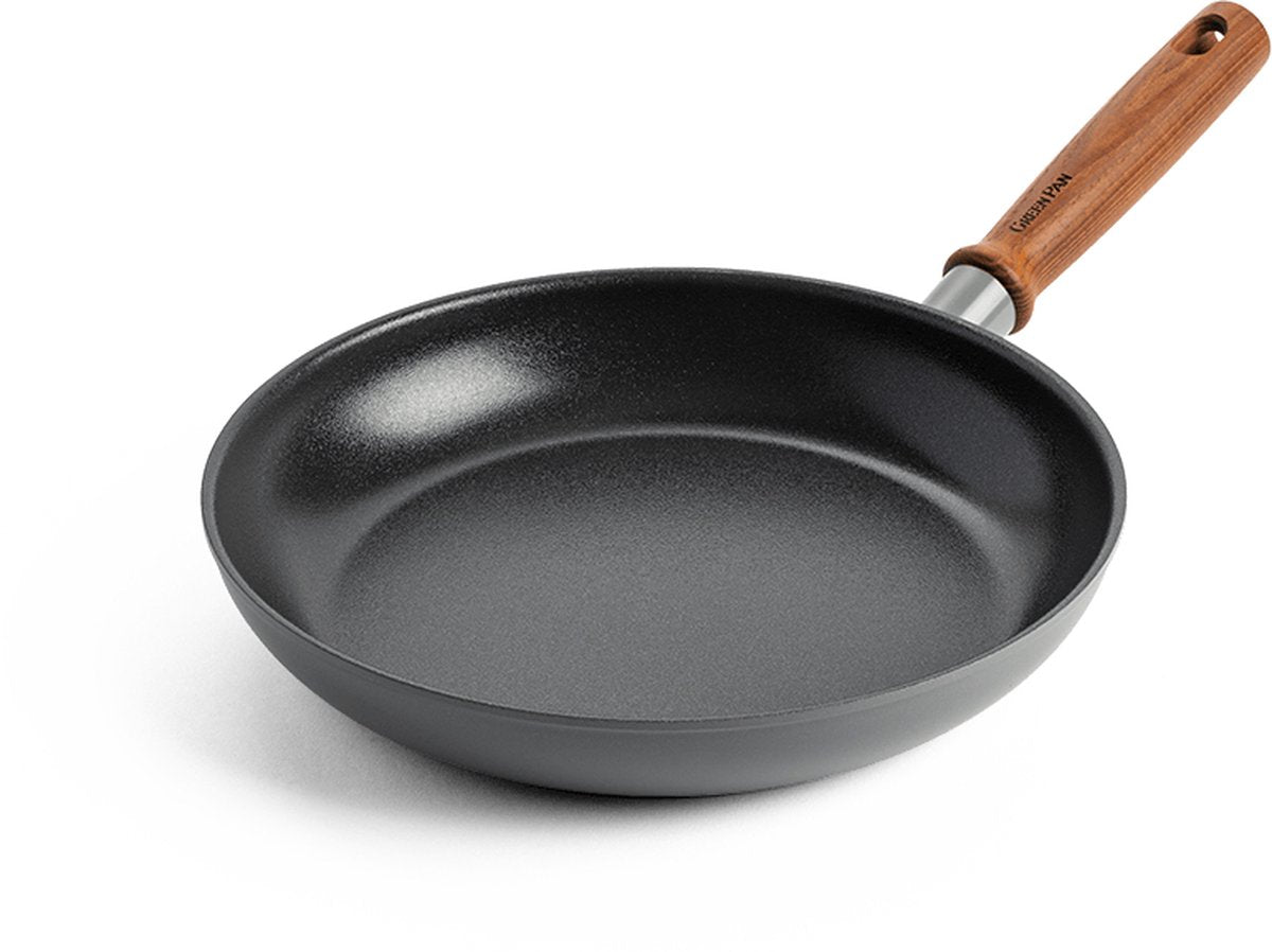 GreenPan mayflower pro koekenpan 26cm - grijs - houten handvat - pfas-vrij