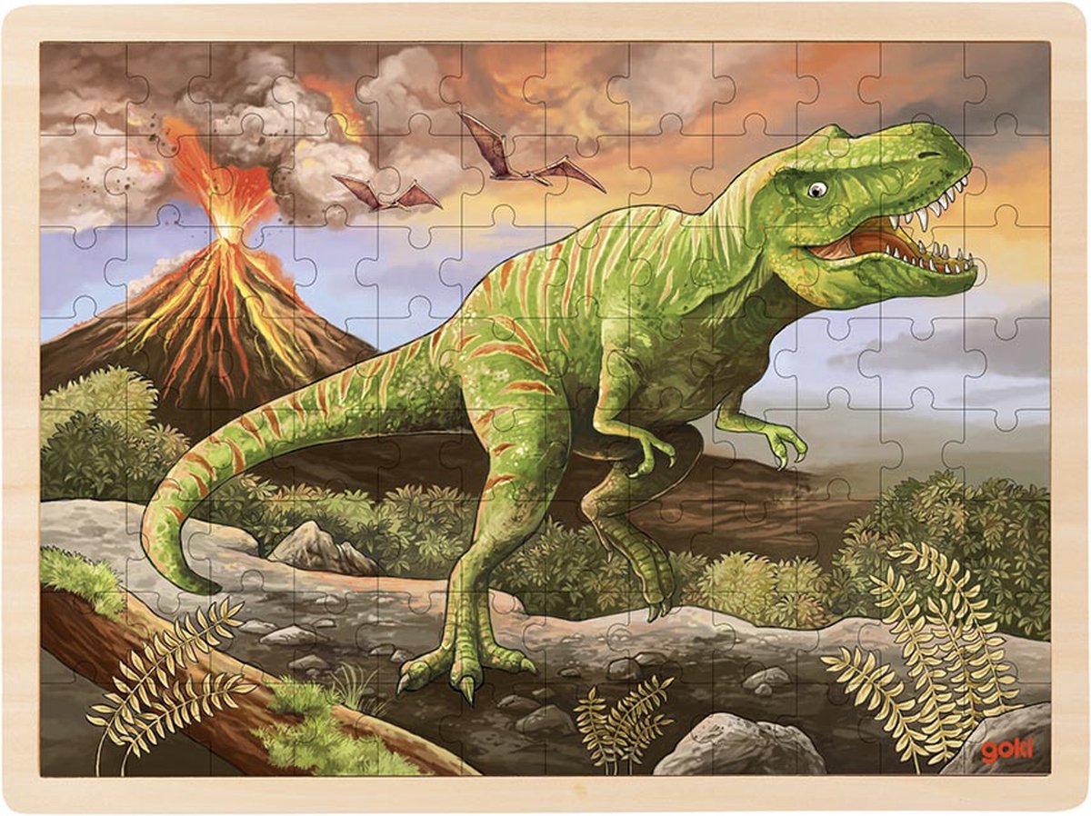 Goki Puzzel: t-rex 40x30x0,8cm, 96-delig, hout, 3+