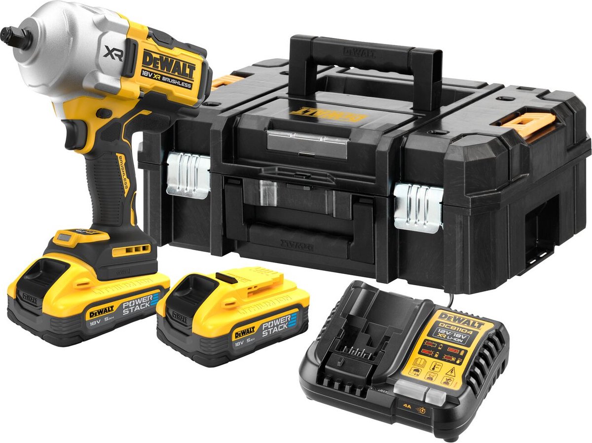 DeWalt dcf961h2t accu slagmoersleutel 1626nm 1 2 frctiering 18v xr powerstack 5.0ah in tstak