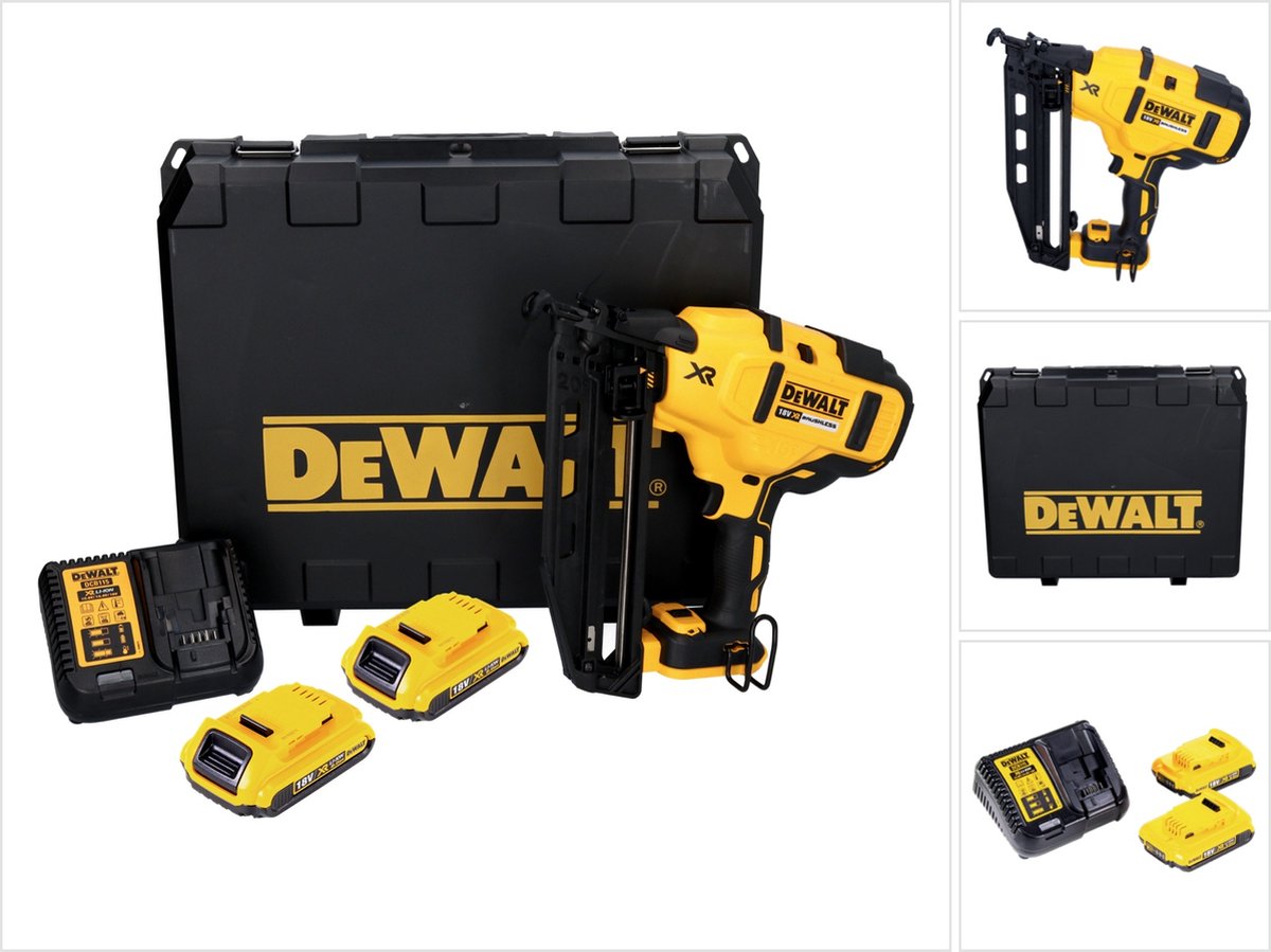 DeWalt dcn660d2 18v li-ion accu afwerk tacker set (2x 2.0ah accu) in koffer - 32-63mm - 16 gauge - koolborstelloos