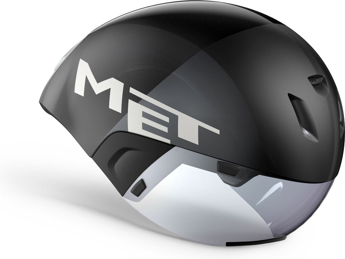 MET codatronca fietshelm - tijdrit - maat m - black silver matt glossy