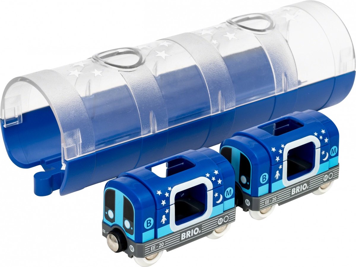 BRIO metrotrein en tunnel - glow in the dark - 3+ jaar - 33970