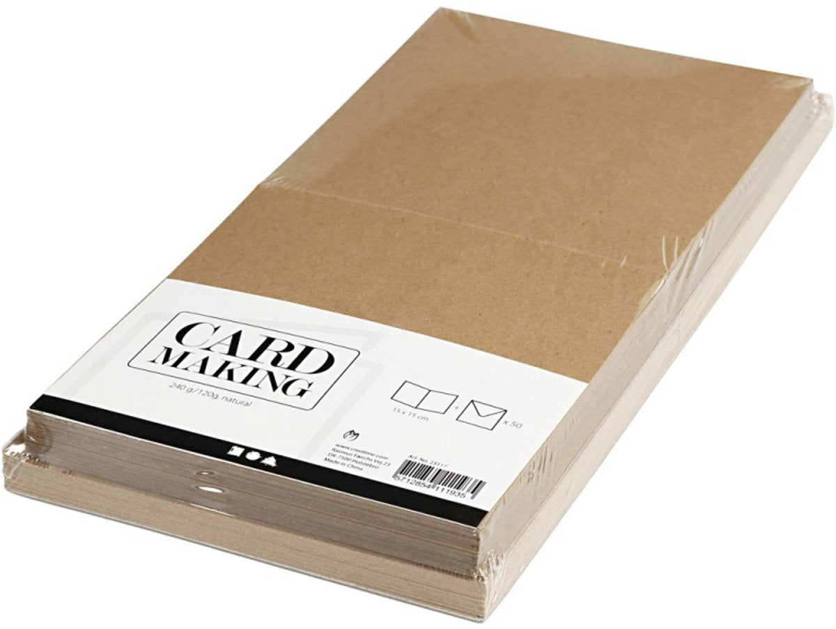 Creativ Company kaarten enveloppen kraft 15x15cm 50 sets