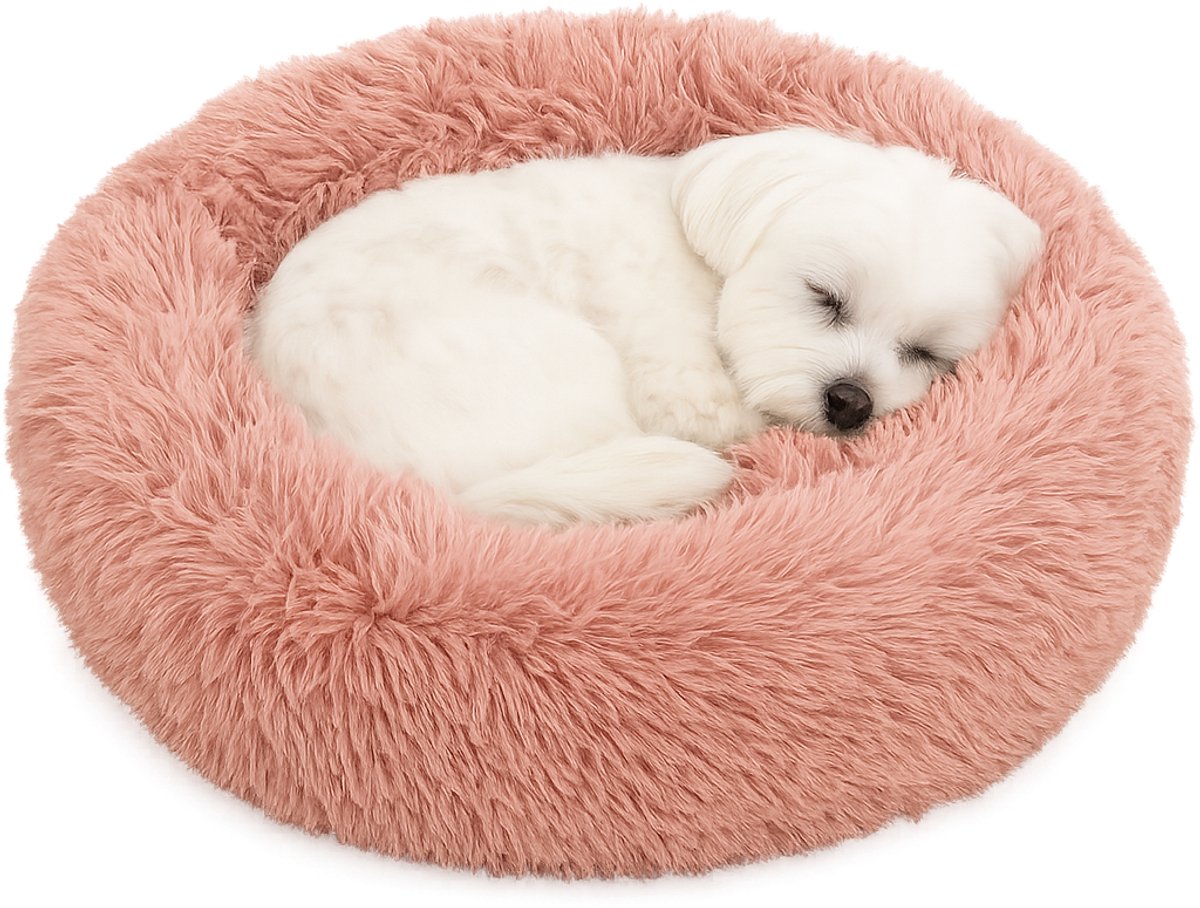 Flamingo Hondenmand – donut hondenmand – kattenmand oudroze – 55 cm – extra zacht luxe voor hond of kat – mand pacha