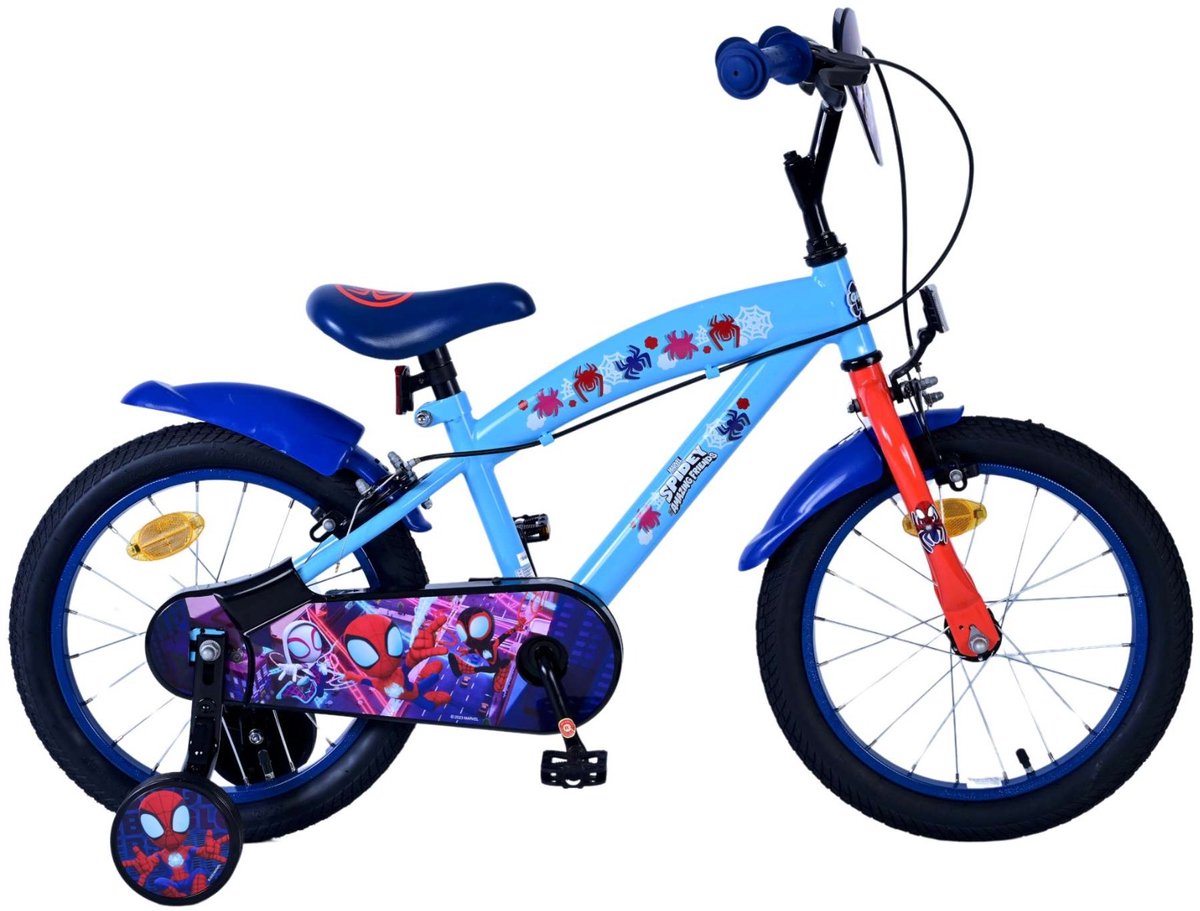 Volare Spidey kinderfiets - jongens - 16 inch - blauw - twee handremmen