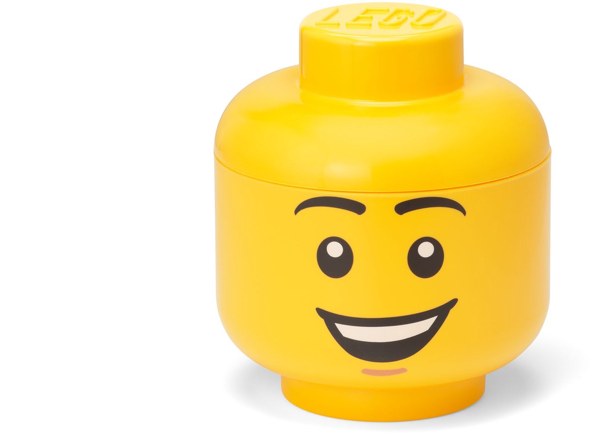 LEGO Opbergbox, opbergdoos, klein, 16 cm, hoofd, happy boy -