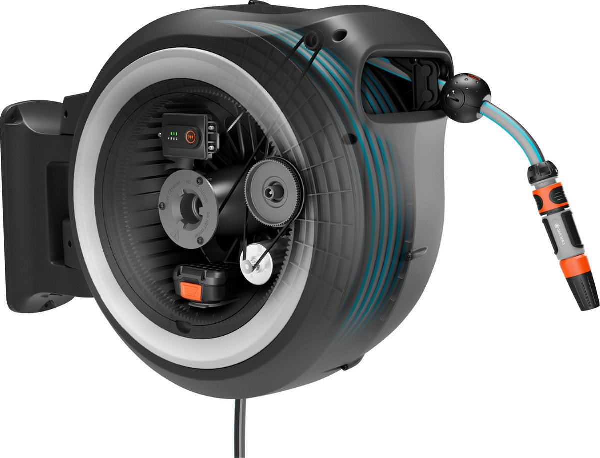 GARDENA powerroll xl accu-slanghaspel solo - grijs-wit - 40 m
