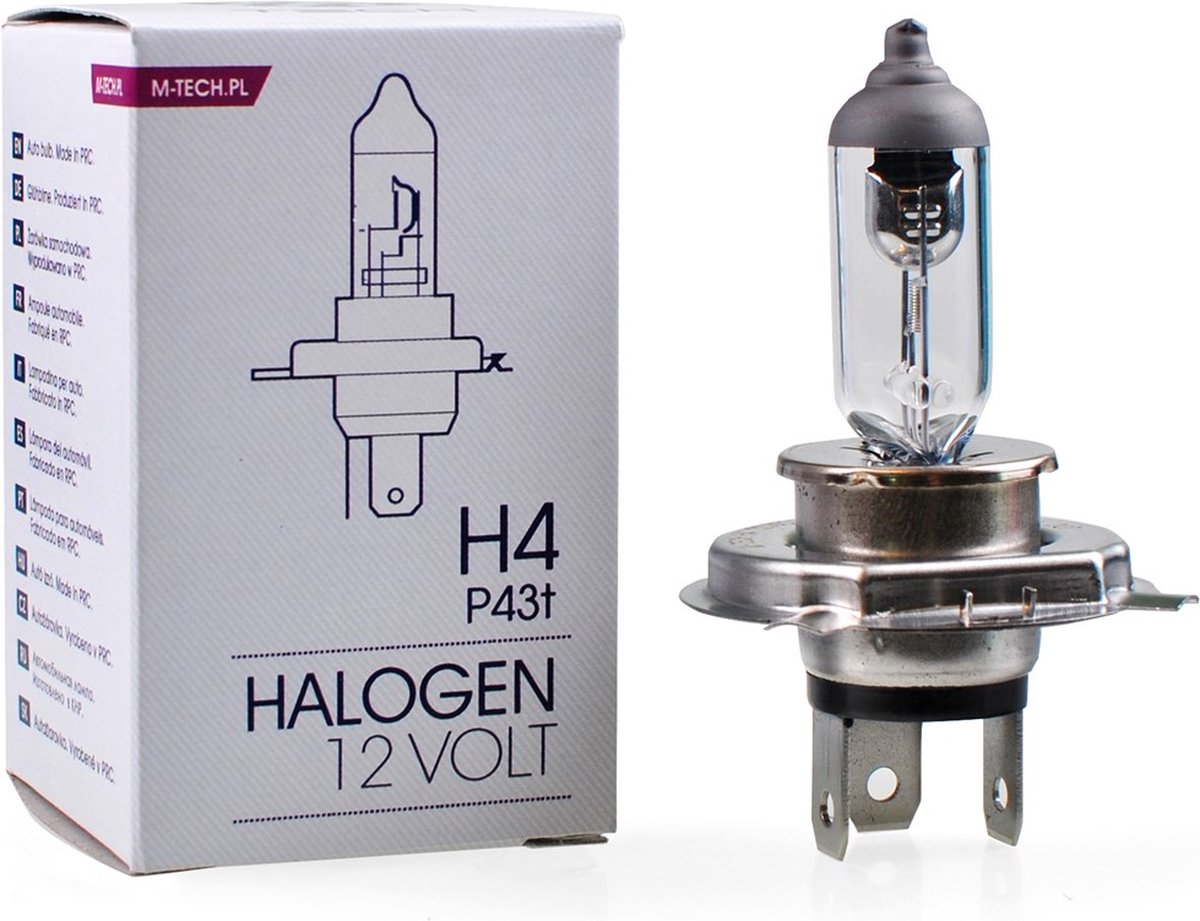 M-Tech - h4 12v 55w - basic - helder - per stuk