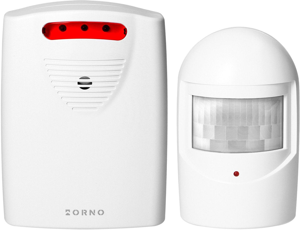 ORNO draadloze bewegingsmelder met alarm - bewegingssensor ip44 waterdicht - wit