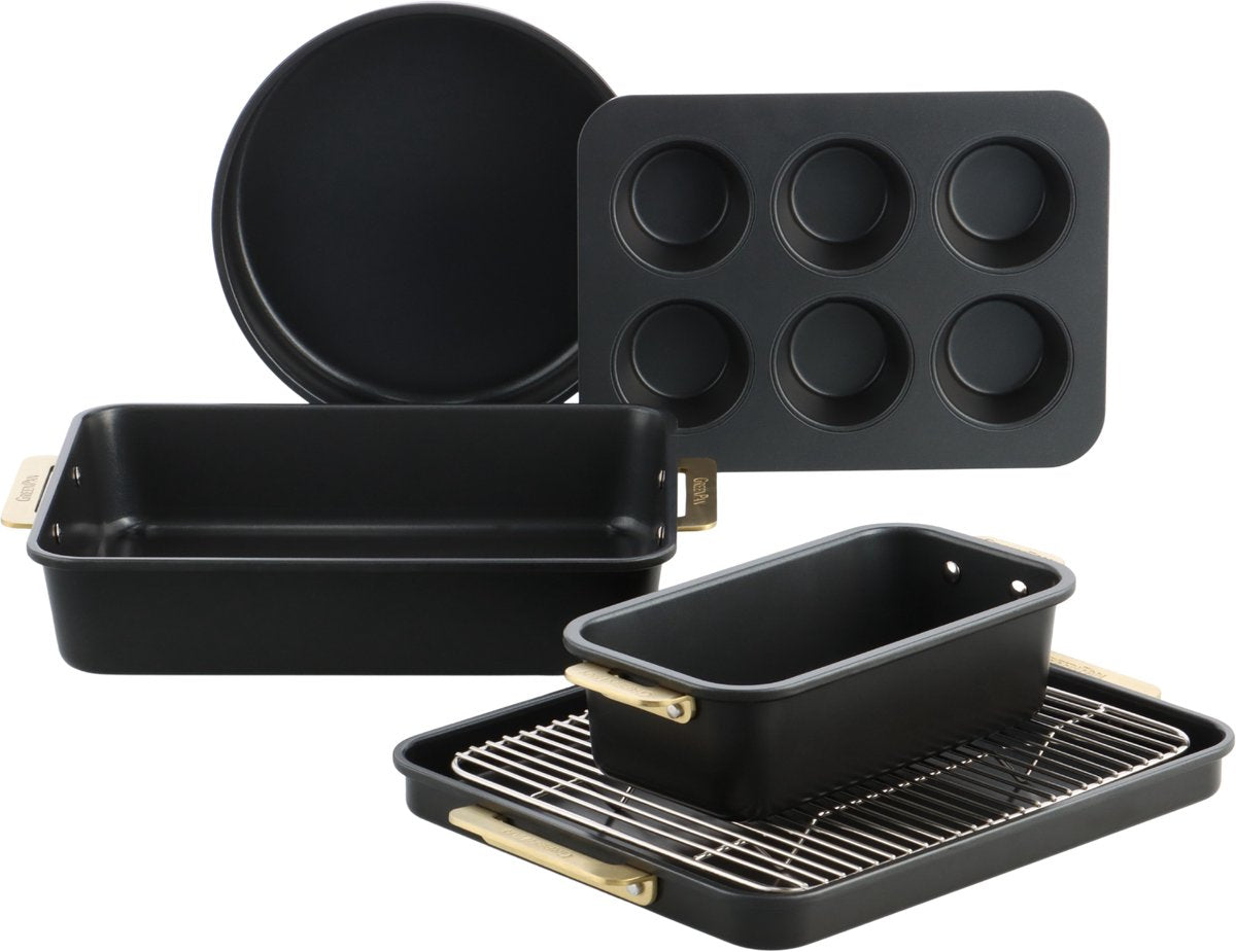 GreenPan padova reserve bakeware 6-delig - pfas-vrije antikleeflaag - keramische bakvorm - ovenbestendig tot 230°c - zwart