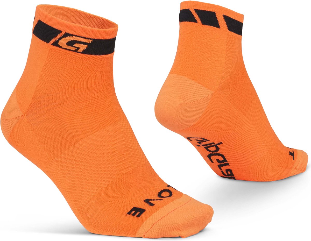 GripGrab - classic low cut zomer fietssokken 1 paar korte coolmax sokken - oranje - unisex - maat xs (35-38)