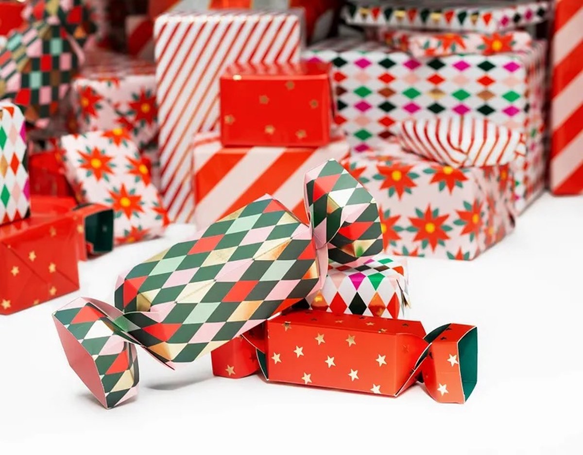 PartyDeco Cadeauboxen candy kerst snoep - cadeauverpakkingen - 7 x 27 centimeter 9 x 47 centimeter