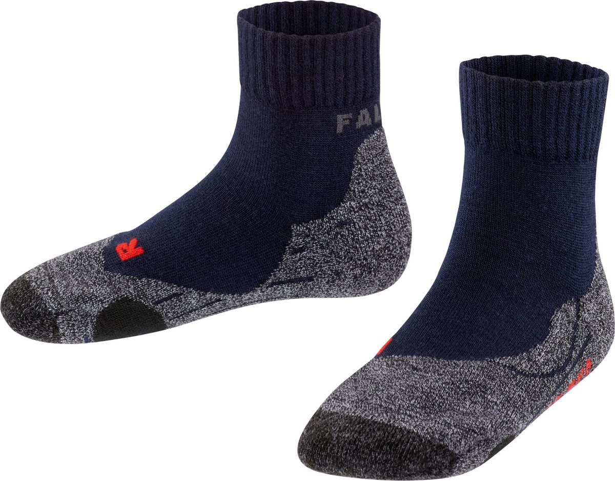 FALKE tk2 short anti-blaar dik wol functioneel materiaal wandelsokken kinderen blauw - maat 31-34