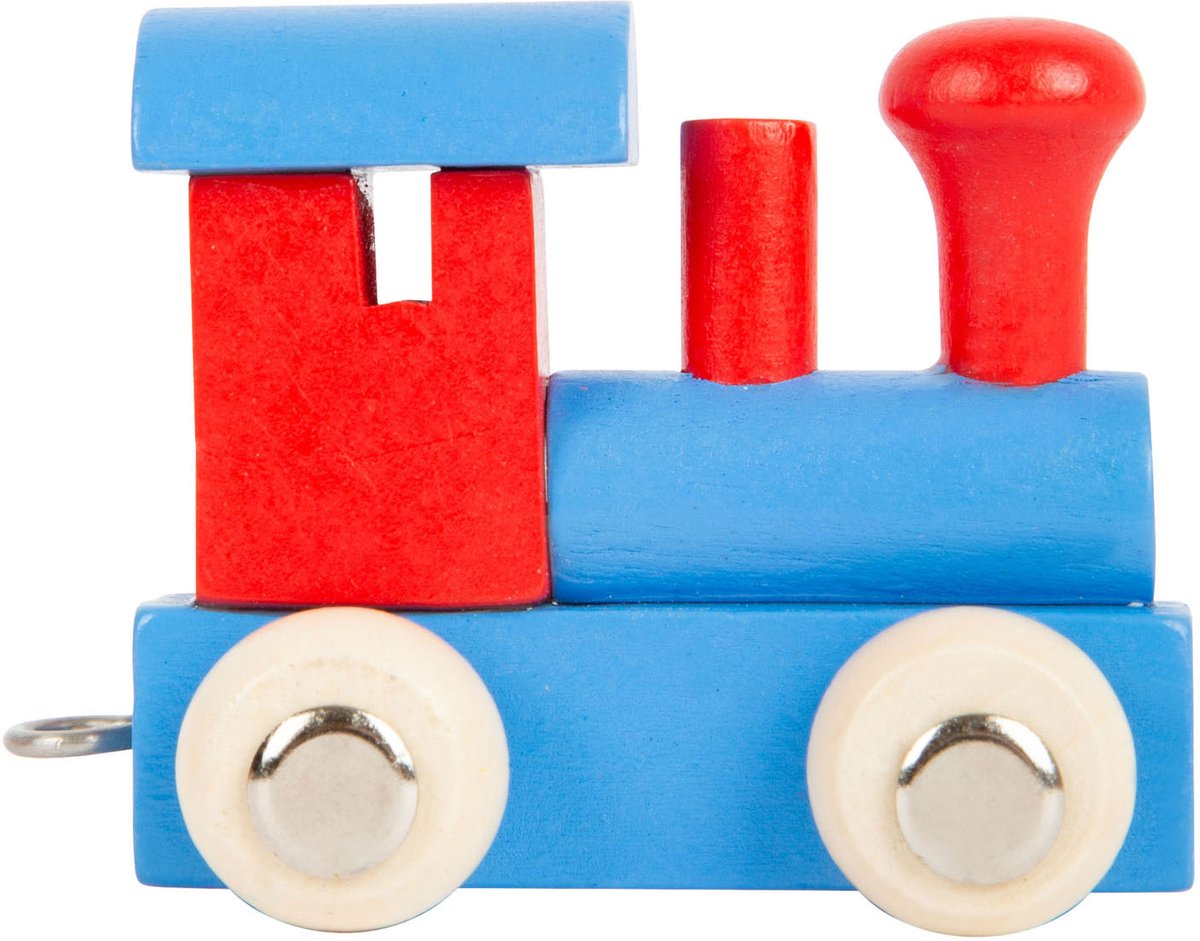 Small Foot - houten lettertrein locomotief rood blauw - 12
