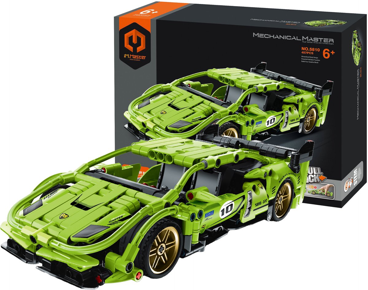 Gear2Play Im.master – pull back supercar groen constructiespeelset