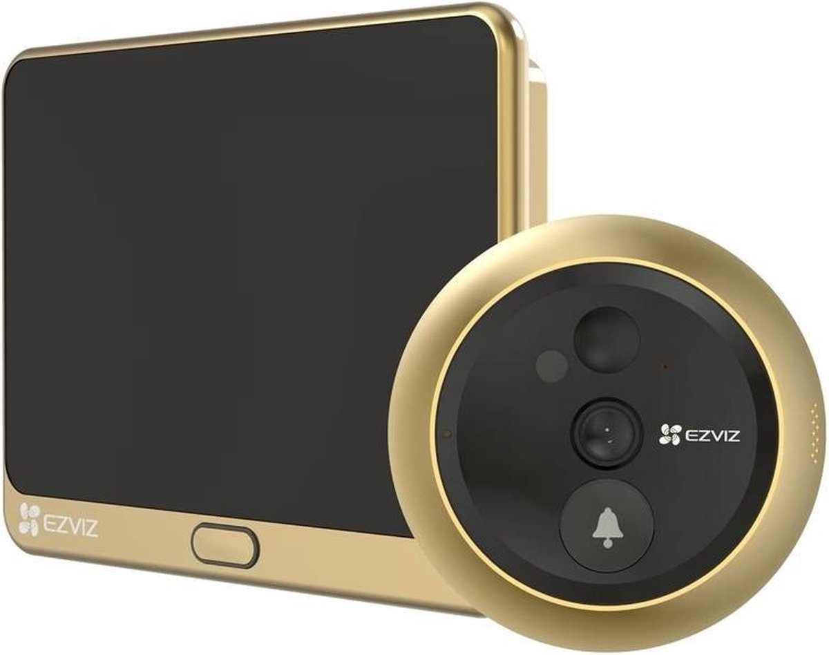EZVIZ dp2c – video deurbel met 4.3” scherm – 1080p video, 155° groothoek, pir detectie nachtzicht – tweeweg audio – microsd - goud