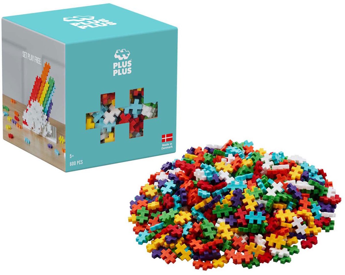 Plus-Plus basic regenboog 600 delige bouwset - 3976 - bouwspeelgoed - constructiespeelgoed - set met bouwstenen - vanaf 5 jaar