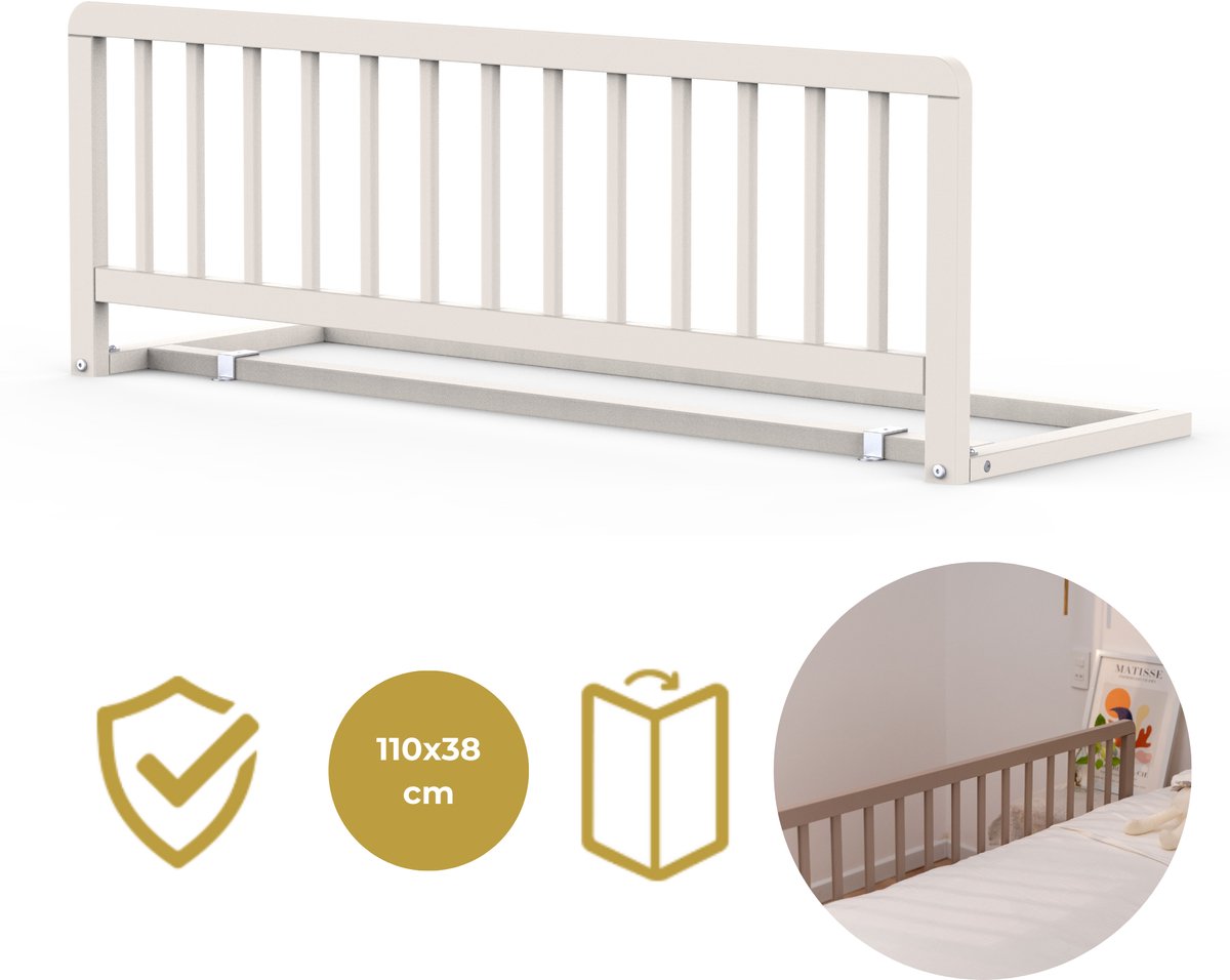 Geuther houten bedhekje - bedrail - lissi - veiligheidshekje - 110x38cm - esthetische kleur - sand