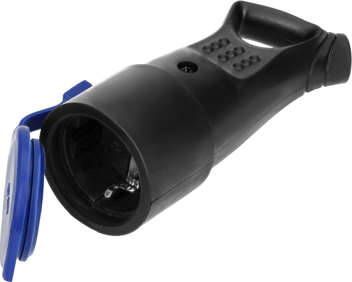 ORNO Contrastekker - stroomstekker - massief rubber - ip44 - stekker met afdichting en oog - zwart