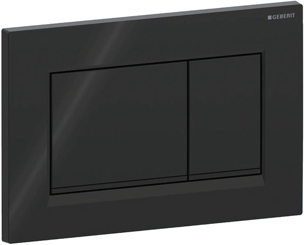 Geberit sigma20 bedieningsplaat - 2-toets spoeling - rechthoekige knoppen - zwart matzwart zwart