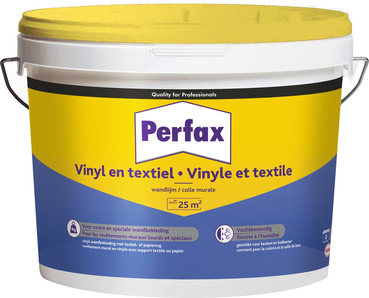 Perfax vinyl en textiel wandlijm 5 kg | gebruiksklare hoogwaardige lijm | voor diverse materialen | betrouwbare en veelzijdige toepassing | wand bekleding | feilloze afwerking