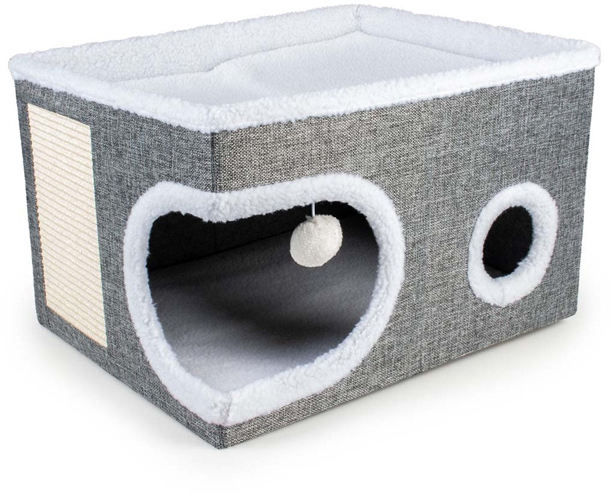 Duvo Plus relax! krabhuisje greg voor katten 53x42x33cm grijs