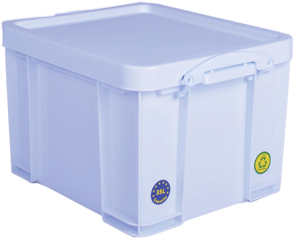 Really Useful Box opbergdoos 35 liter | neonwit met witte handvaten