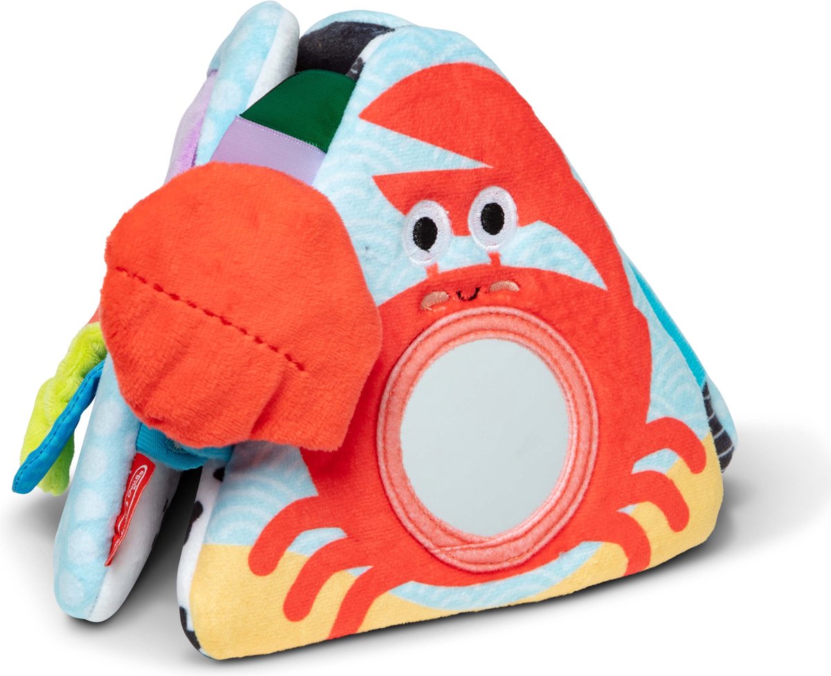 Melissa Doug - buiktijd driehoek babyspeelgoed met oceaanthema, zacht sensorisch speeltje met texturen, spiegel, vloerspeelgoed voor pasgeboren baby’s tot 6 maanden