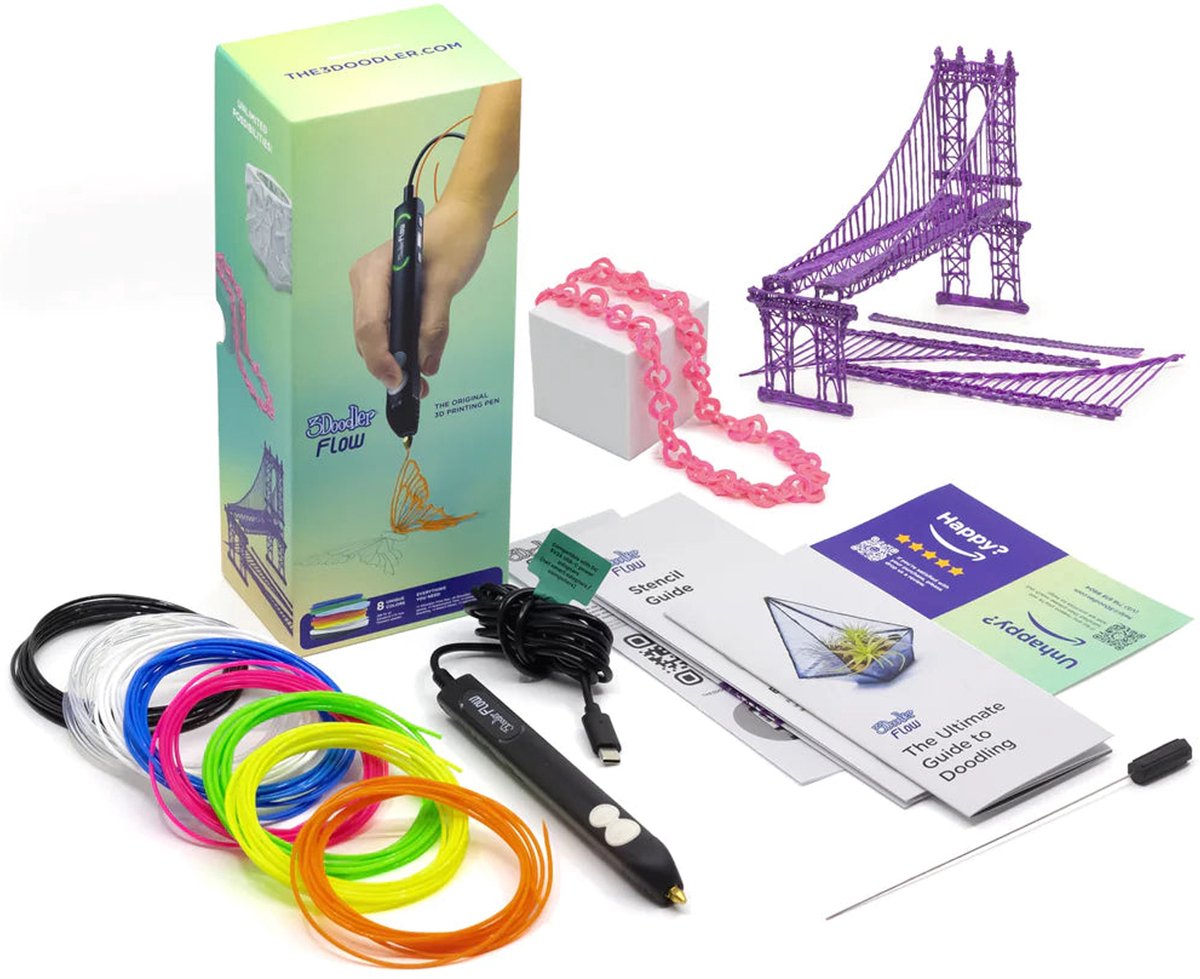 3Doodler flow 3d pen set - incl. 8 kleuren filament en ontwerpboek