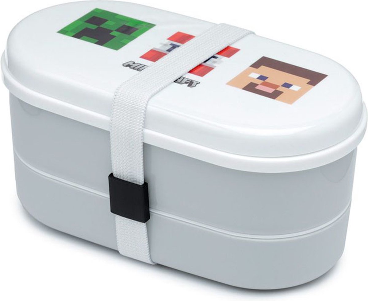 Puckator Bento box minecraft brooddoos met vork + lepel - wit