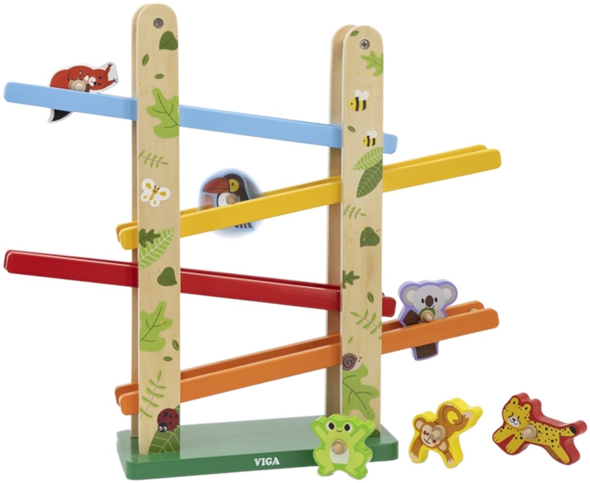 Vigatoys Rollerbaan - jungle - met 6 dieren - 36,5x33,5cm - geschikt vanaf 18 maanden