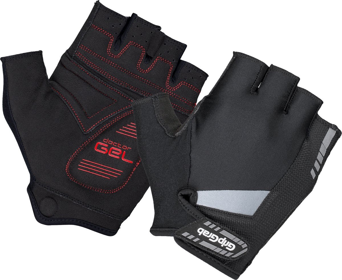 GripGrab - supergel padded korte vinger zomer fietshandschoenen wielrenhandschoenen met padding - zwart - unisex - maat m