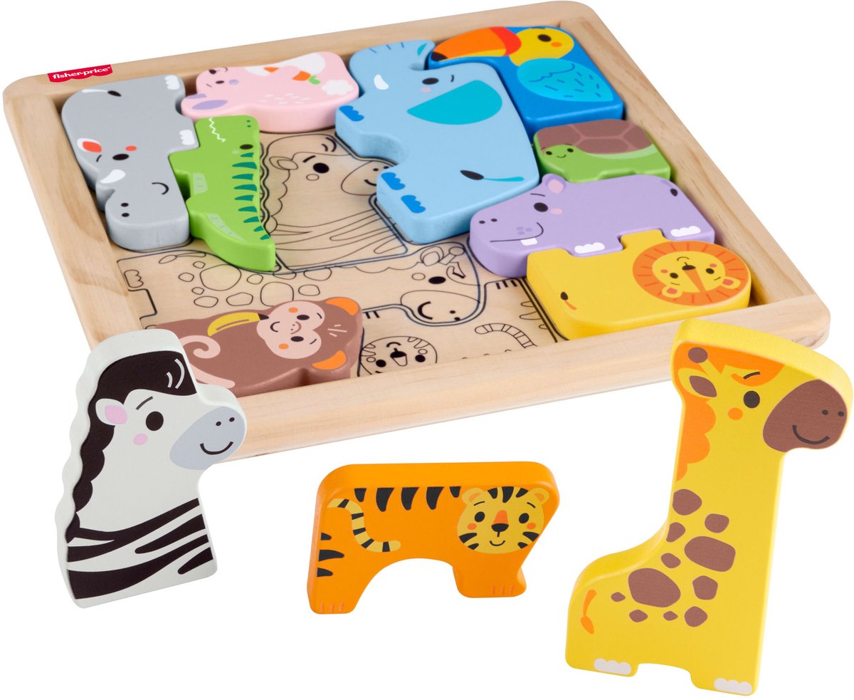 Mattel houten dierenpuzzel van fisher-price - educatief speelgoed.