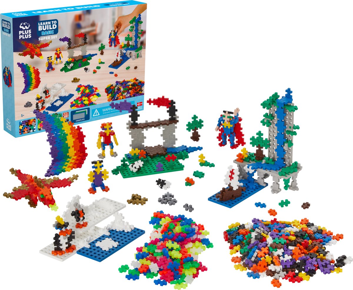 Plus-Plus learn to build 1200 delige bouwset - 3811 - bouwspeelgoed - constructiespeelgoed - set met bouwstenen - vanaf 5 jaar