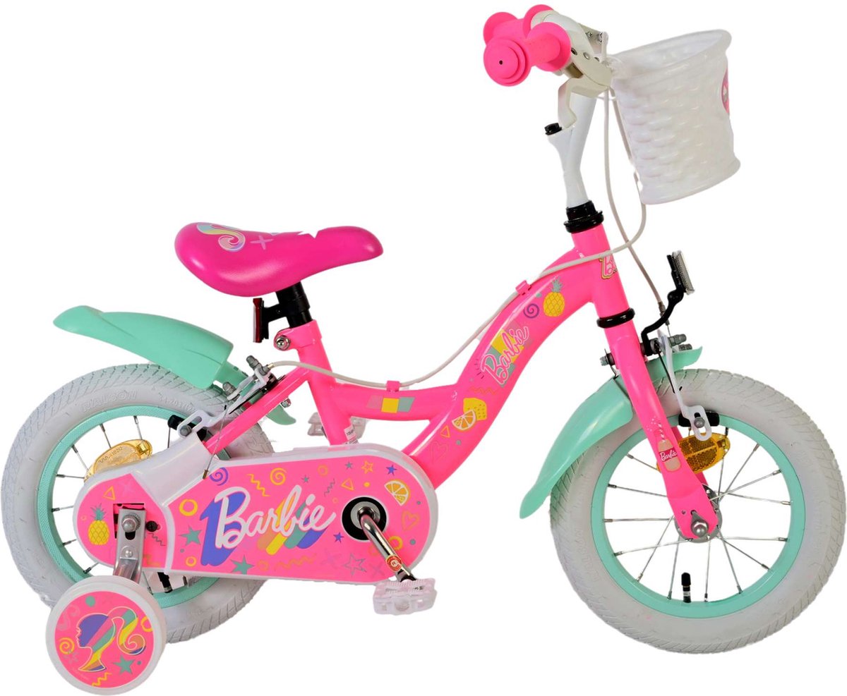Volare Barbie kinderfiets - meisjes - 12 inch - roze - twee handremmen