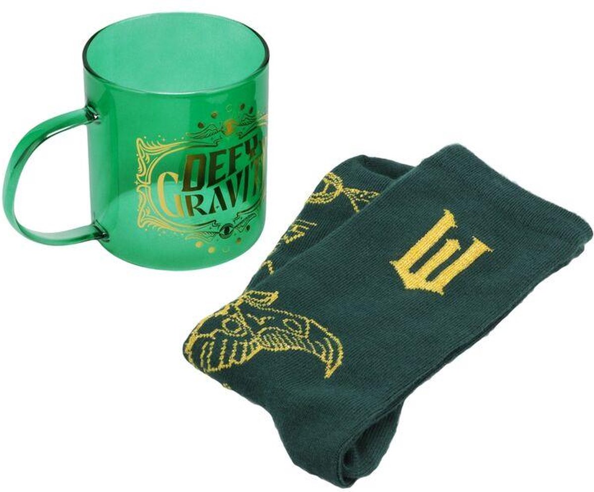 Paladone Wicked glass mug socks set – officieel gelicentieerde film giftset met groene mok smaragd sokken-