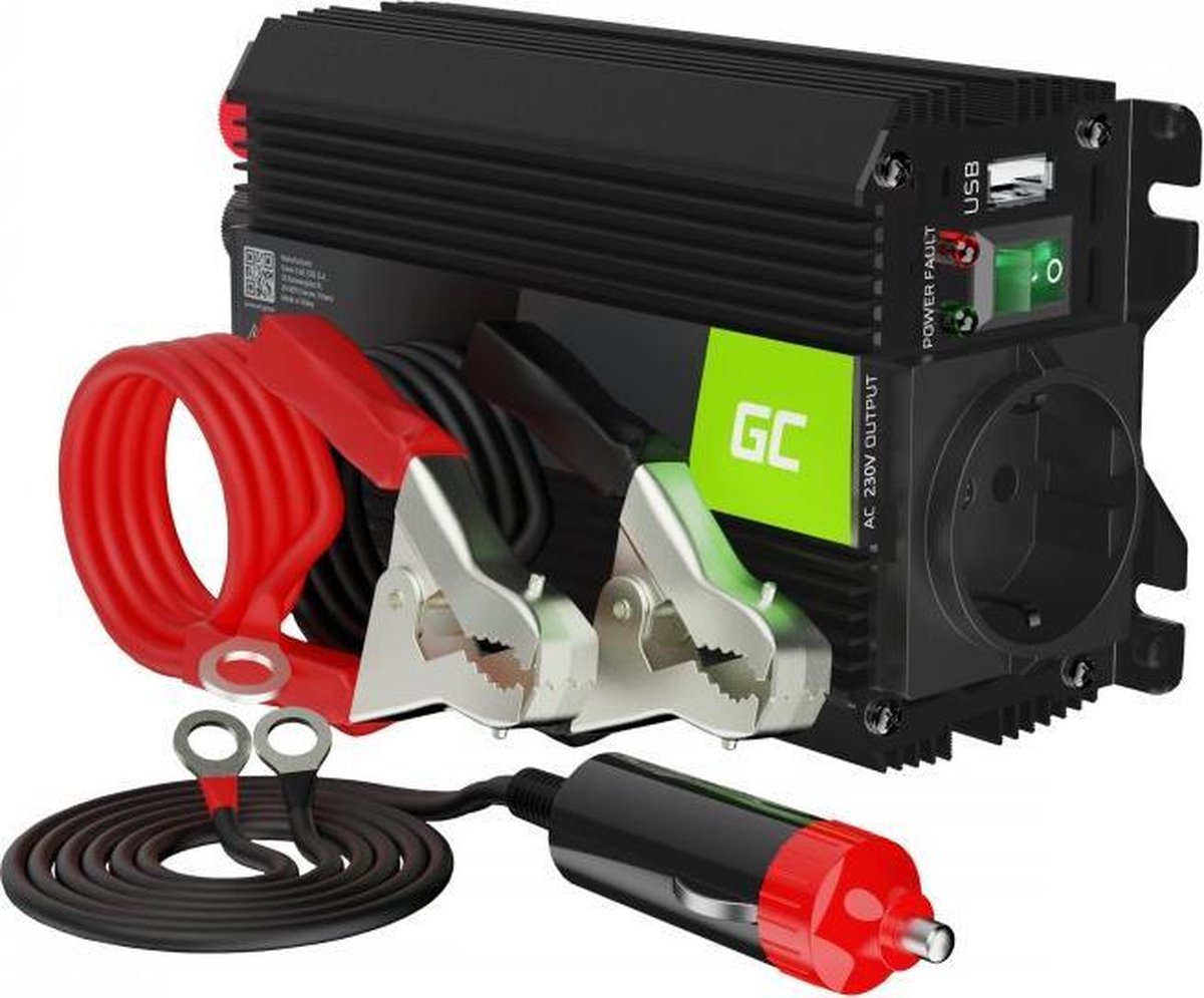 GREEN CELL Spanningsomvormer inverter pro 24v naar 230v 300w 600w gemodificeerde sinusgolf.