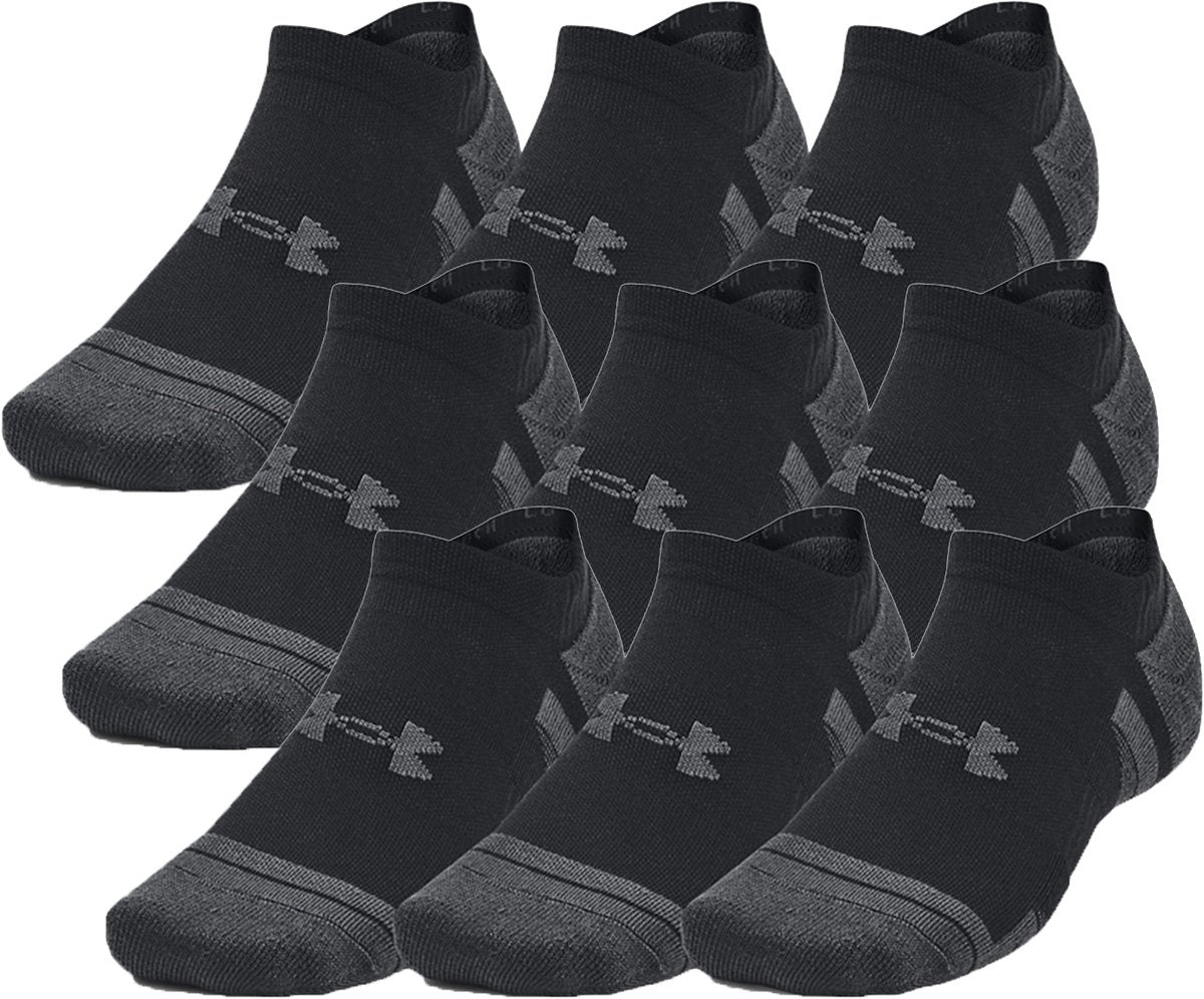 Under Armour ua performance tech 3pk ns-blk unisex sportsokken - zwart - jet grijs