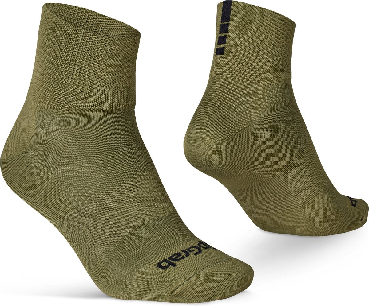 GripGrab - lightweight sl korte performance zomer fietssokken 1 paar coolmax wielersport sokken low cut - olijf groen - unisex - maat xs (35-38)
