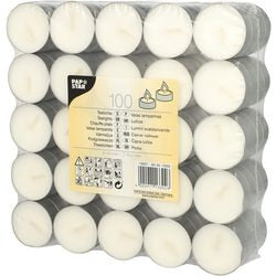 Theelichtjes Papstar 3,7 x 1,4 cm brandduur ongeveer 4 uur wit