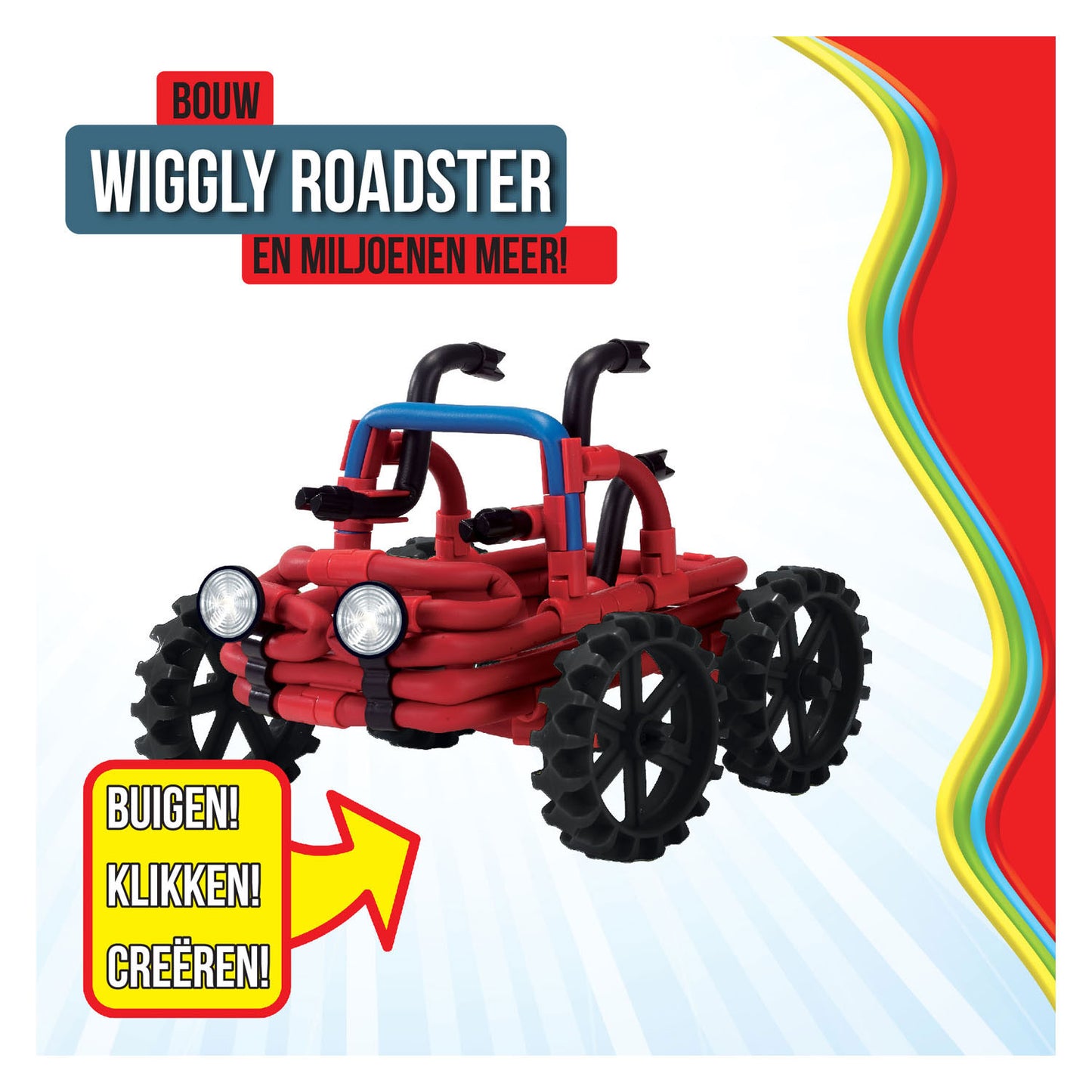 Clics Spaghetteez wiggly roadsters flexibele bouwstaafjes, 46dlg.
