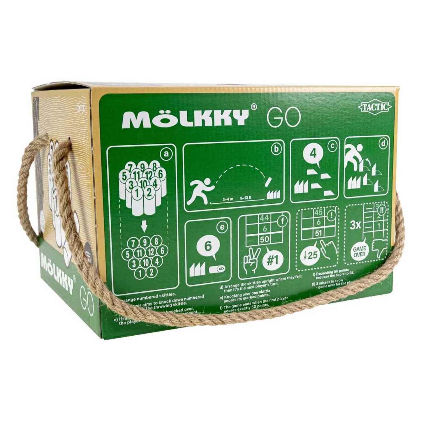 Selecta Molkky go grenenhout werpspel met 12 kegels