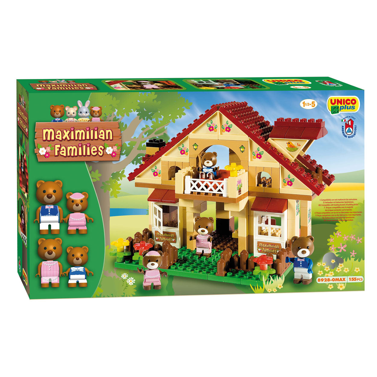 Androni Unico bouwstenen huis maximilian families 155-delig speelgoedset.