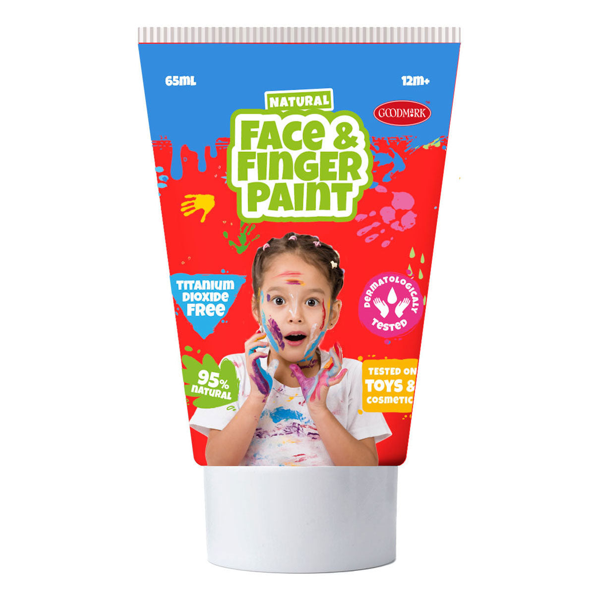 Natural Face Fingerpaint tube - rood en oranje, 2x65ml