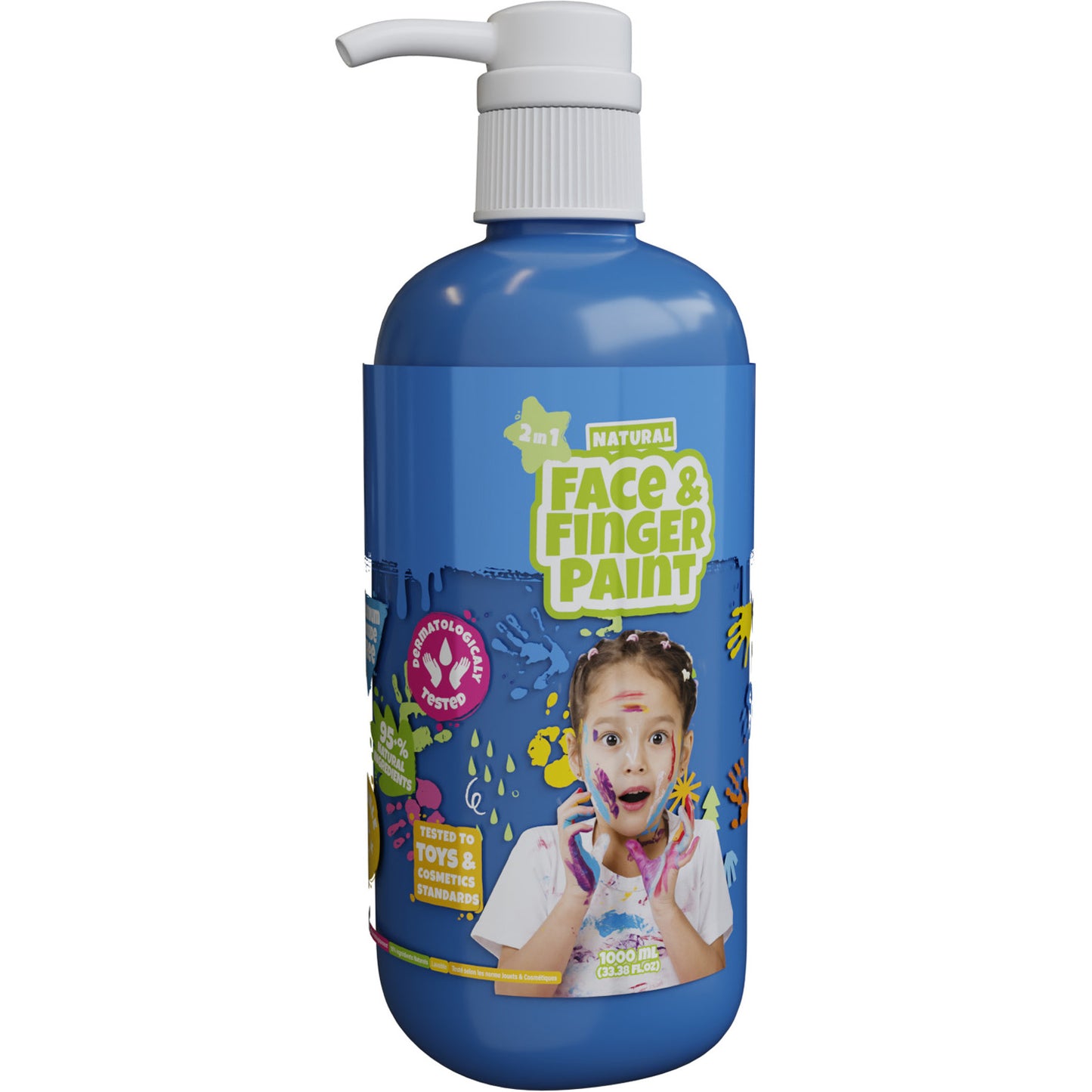 Natural Face Fingerpaint fles met pompje - blauw, 1l