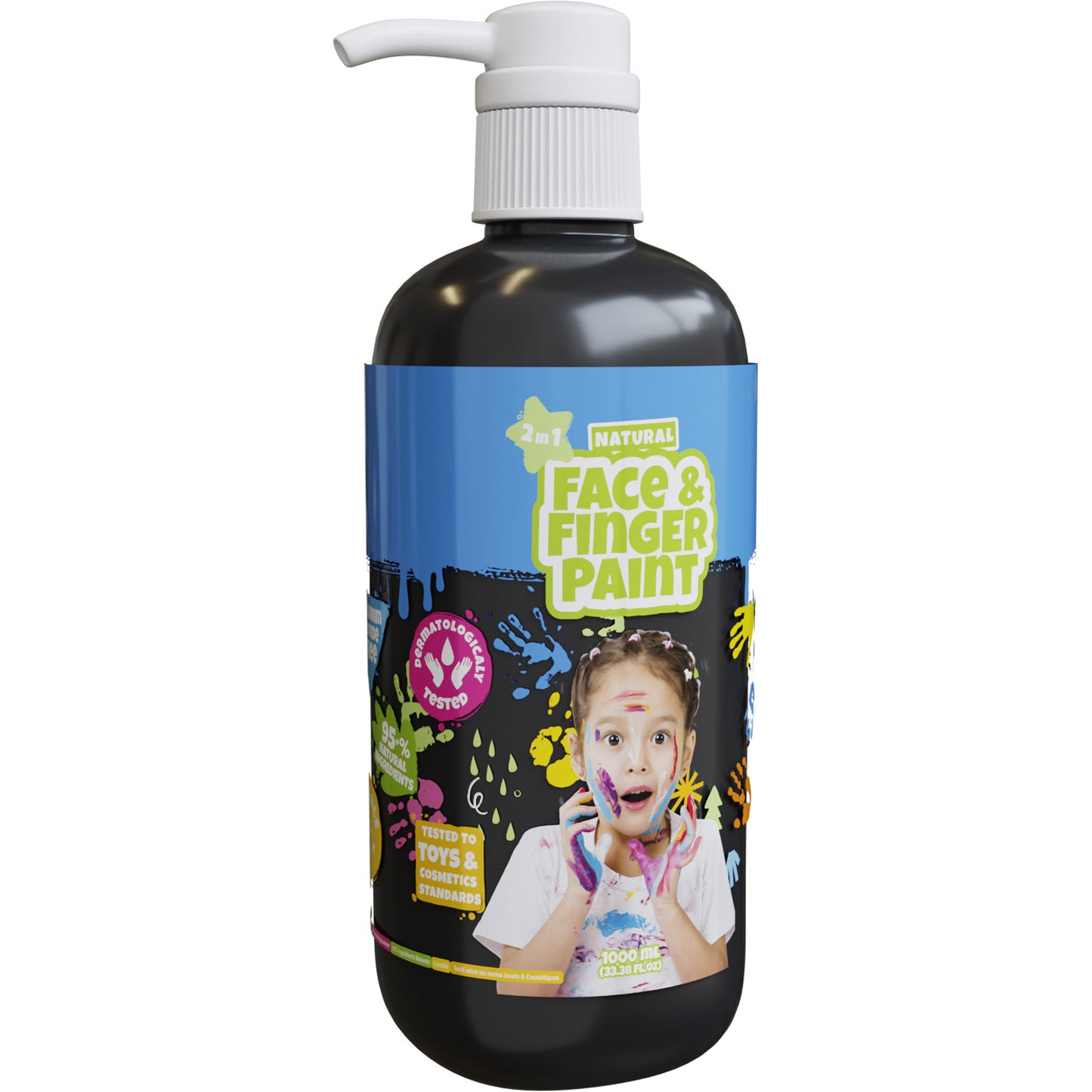 Natural Face Fingerpaint fles met pompje - zwart, 1l
